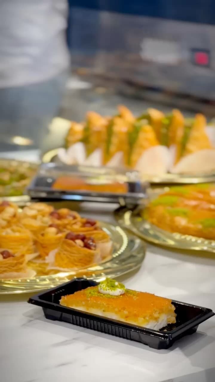 Sweets arranged on the counter